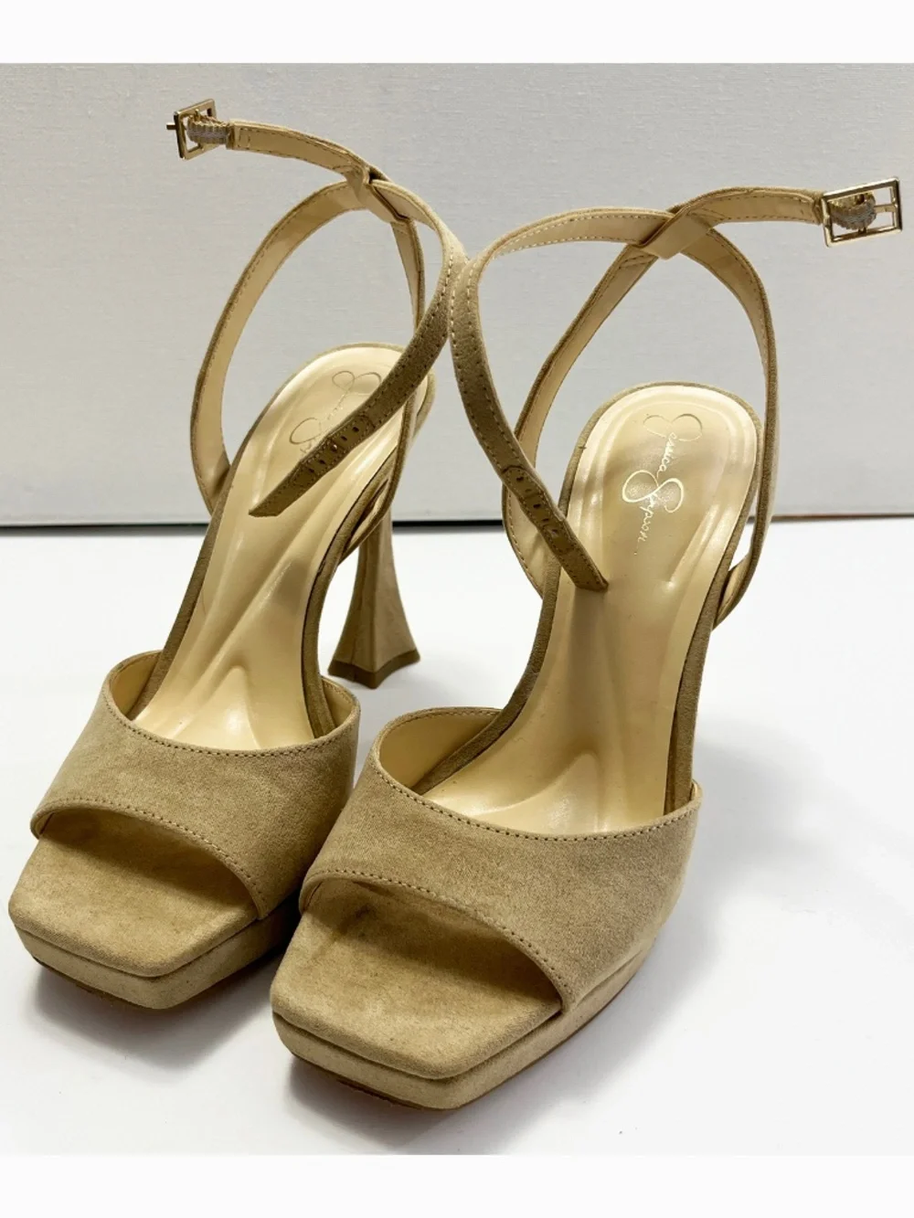 New w/ Box Beige Jessica Simpson Women's Heels Size 5.5 Suede Platform Shoes